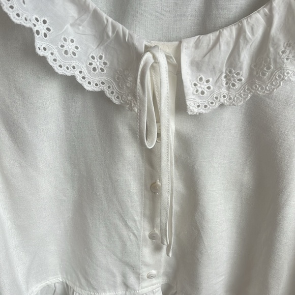 Carly Jean Los Angeles Florence Blouse White Eyelet Lace Trim - Picture 2 of 6